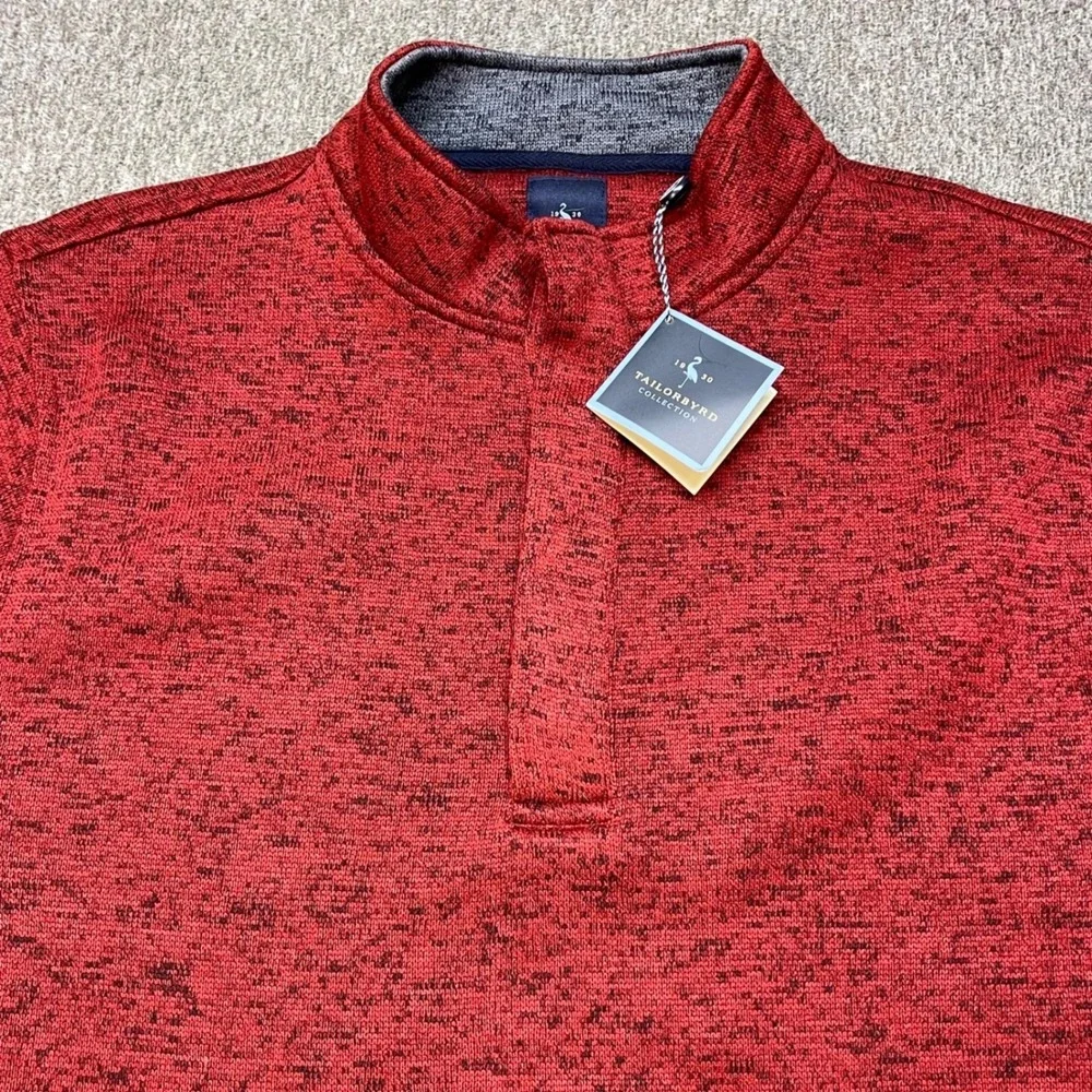 Tailorbyrd‎ Collection Mens Red Heathered 1/4 Zip Pullover Sweater XL NWT